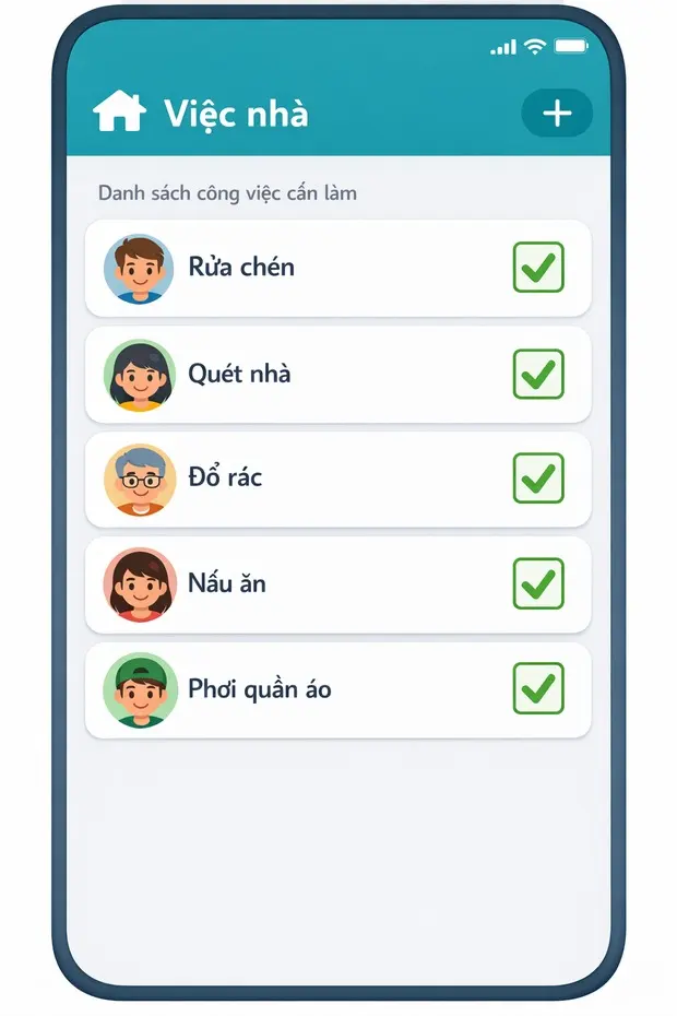Task Equal — danh sách việc nhà chia công bằng